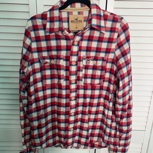 HOLLISTER Mens Size M Red Plaid Flannel R200
